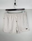 Designer Men’s Resort Wear, Swim Shorts & Luxury Swimwear Accessories | Riviera Bathers | Swim Trunks | Pacha | Cream with Black Geometric Squares