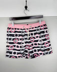 Designer Men’s Resort Wear, Swim Shorts & Luxury Swimwear Accessories | Riviera Bathers | Swim Trunks | Palm Bay | Pink, Black, and White Circles and Stripes