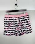 Designer Men’s Resort Wear, Swim Shorts & Luxury Swimwear Accessories | Riviera Bathers | Swim Trunks | Palm Bay | Pink, Black, and White Circles and Stripes